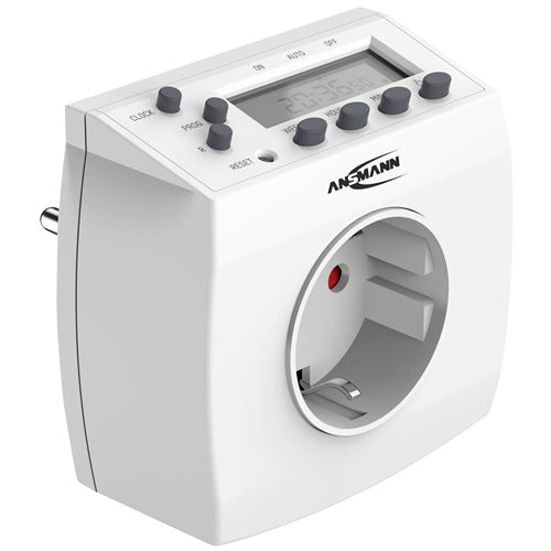 Pametna vtičnica Ansmann AES1 LED indikator, nastavljiv čas, varčevalna funkcija, 230V, črna/zelena