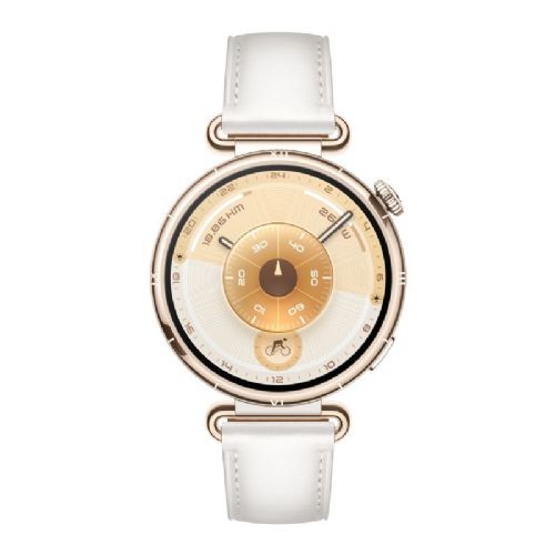 Pametna ura Huawei Watch GT 6 41mm AMOLED, GPS, merjenje srčnega utripa, vodoodporna, bel usnjen kompozitni pašček, zlata