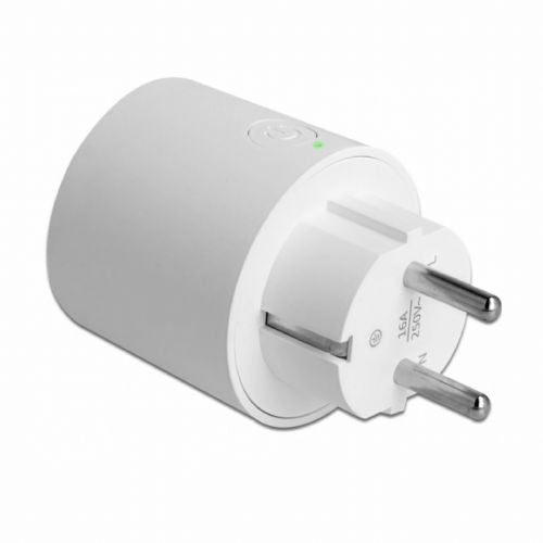 Pametna vtičnica Delock WiFi MQTT bele barve, merjenje porabe, podpora Alexa in Google Home, največja moč 2500 W, največji tok 16 A