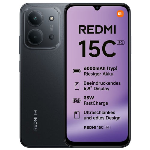 Pametni telefon Xiaomi Redmi 15C 5G 128GB (polnočno črna, Hyper OS, 4 GB)