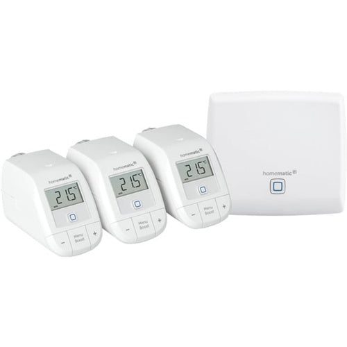 Pametni termostat Homematic IP Starter Set za ogrevanje, 3x radiatorski termostat, dostopna točka, Alexa/Google Home podpora, notranja uporaba