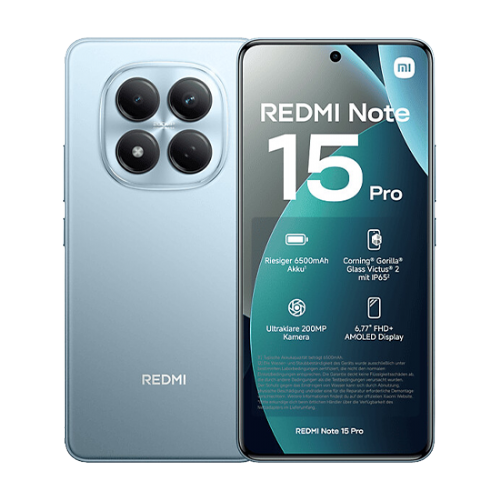 Pametni telefon Xiaomi Redmi Note 15 Pro 256GB ledeniško modra, AMOLED 120Hz, 200MP kamera, 8GB RAM, 6500mAh baterija