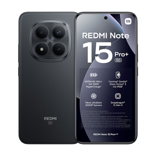 Pametni telefon Xiaomi Redmi Note 15 Pro+ 5G 256GB črn, AMOLED 120Hz, 200MP kamera, 6500mAh, IP68