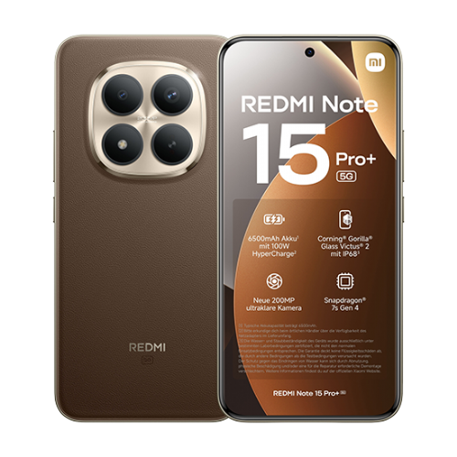 Pametni telefon Xiaomi Redmi Note 15 Pro+ 5G 256GB mokasto rjava, 8 GB RAM, AMOLED 120 Hz, kamera 200 MP, IP68
