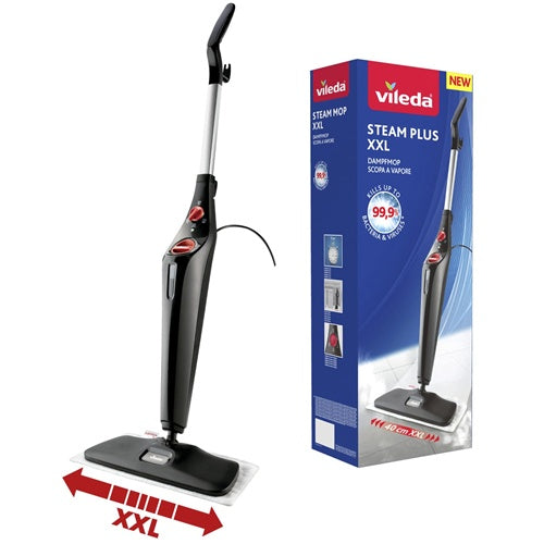 Parni čistilnik Vileda Steam Plus XXL, 1550 W, čas delovanja 28 minut, črno-rdeč