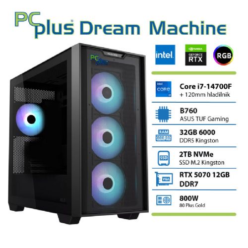 Računalnik PCPLUS Dream Machine Core i7-14700F 32GB 2TB RTX 5070 12GB gaming namizni