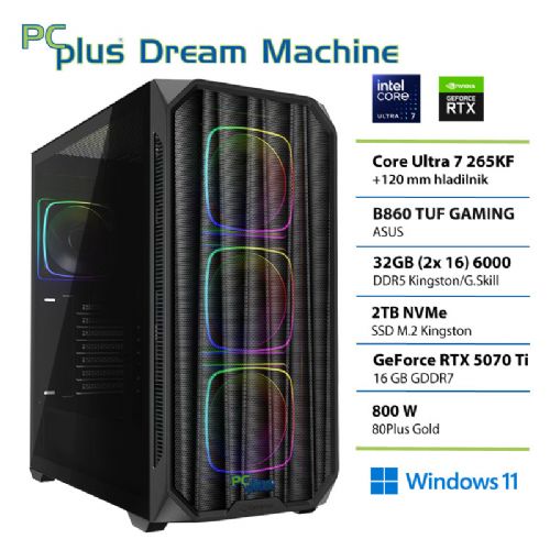 Računalnik PCPLUS Dream Machine Ultra 7 265K 32GB 2TB SSD RTX 5070Ti 16GB Windows 11 Home + Xbox GP gaming namizni