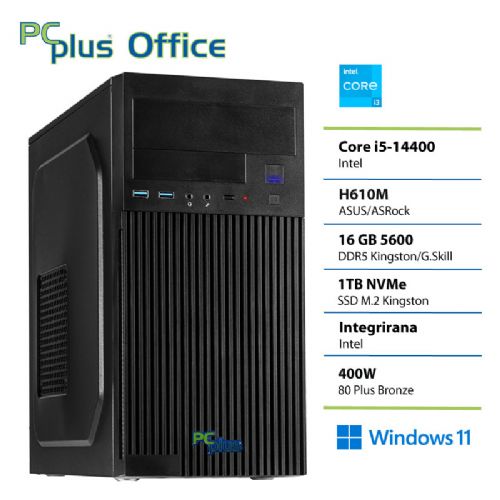 Računalnik PCPLUS e-office i3-14100 16GB DDR5 1TB SSD Windows 11 Home namizni