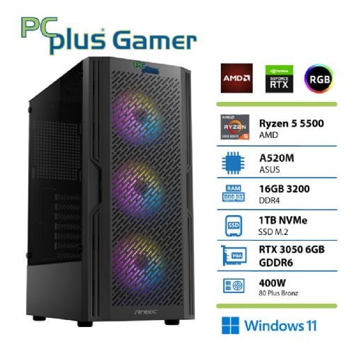 PCplus Gamer Ryzen 5 5500 16GB 1TB NVMe SSD GeForce RTX 3050 6GB Windows 11 gaming namizni računalnik 155146267