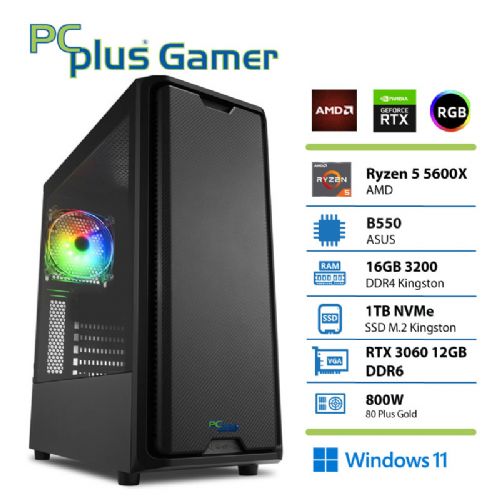 PCPLUS Gamer Ryzen 5 5600X 16GB 1TB SSD GeForce RTX 3060 12GB Windows 11 Home + Xbox GP stolno računalo za igranje
