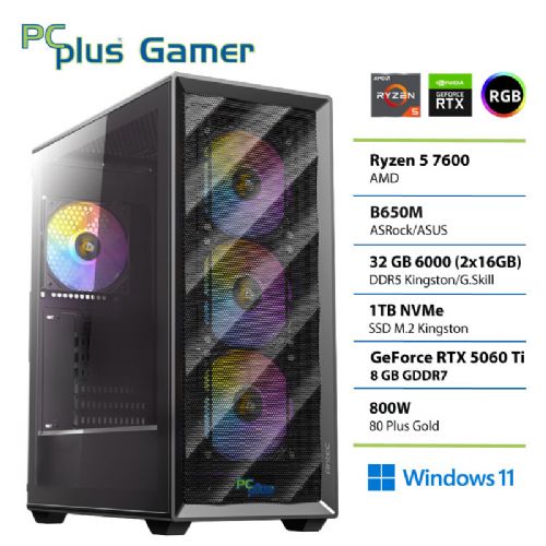Desktop PCPLUS Gamer Ryzen 5 7600 32GB 1TB SSD RTX 5060Ti 8GB Windows 11 Home gaming