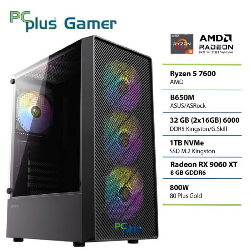 Namizni računalnik PCPLUS Gamer Ryzen 5 7600 32GB 1TB SSD RX 9060XT 8GB gaming