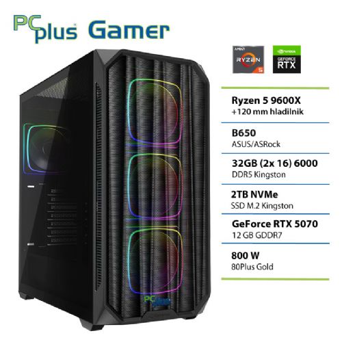 Desktop PCPLUS Gamer Ryzen 5 9600X 32GB 2TB SSD RTX 5070 12GB gaming