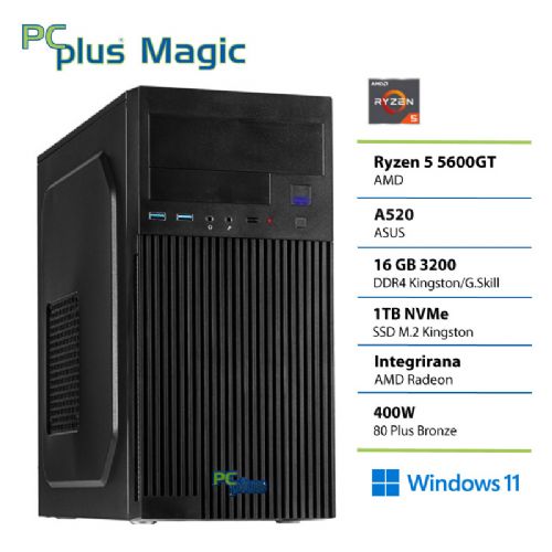 Namizni računalnik PCPLUS Magic Ryzen 5 5600GT 16GB 1TB Windows 11 Home