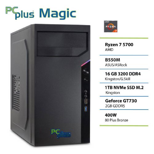 Namizni računalnik PCplus Magic Ryzen 7 5700 16GB 1TB SSD GT730