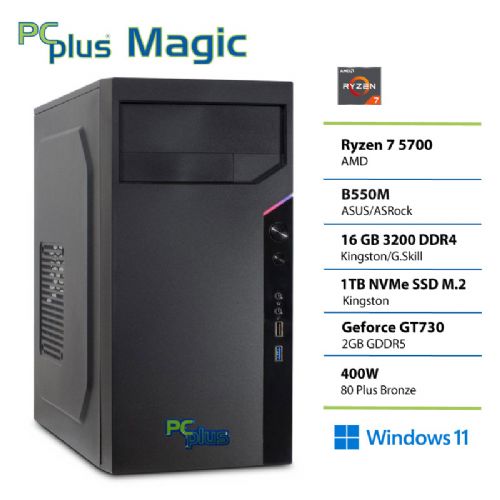 Namizni računalnik PCplus Magic Ryzen 7 5700 16GB 1TB SSD GT730 Windows 11 Home