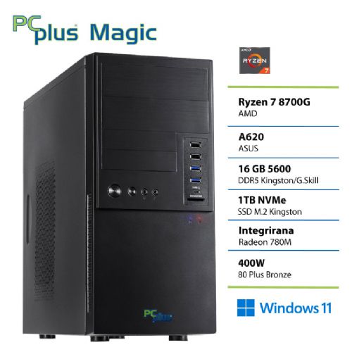Računalnik PCPLUS Magic Ryzen 7 8700G 16GB 1TB Windows 11 Pro namizni
