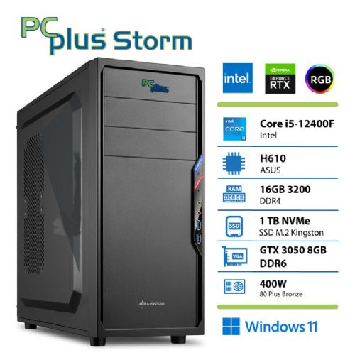 Računalo PCPLUS Storm i5-12400F 16GB 1TB NVMe SSD GeForce RTX 3050 8GB Windows 11 Home + Xbox GP gaming