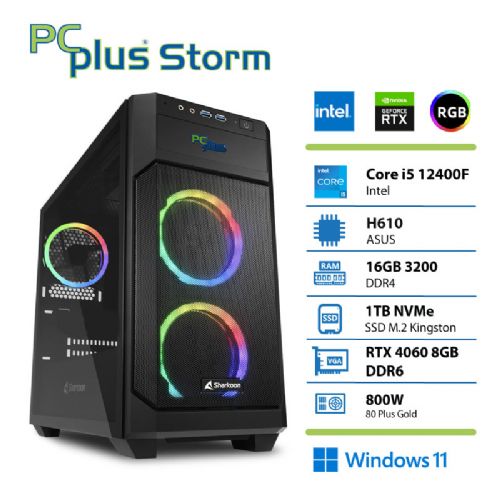 Računalnik PCPLUS Storm i5-12400F 16GB 1TB NVMe SSD GeForce RTX 4060 DDR6 8GB Windows 11 Home + Xbox GP gaming