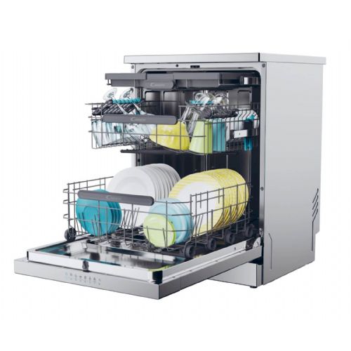 Candy Rapido CF 5C7F1X samostojeća perilica posuđa, 15 mjesta, klasa C, 59,7 x 85 x 59,8 cm, nehrđajući čelik