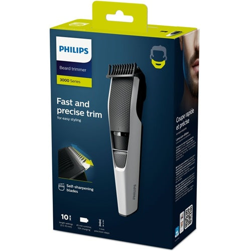 Prirezovalnik brade Philips BT3206/14 Series 3000, brezžično delovanje, črno-bel