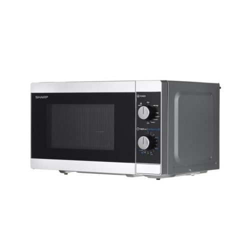 Prostostoječa mikrovalovna pečica Sharp YC-MG01E-S žar, 20 l, 800 W, 1000 W žar, mehansko upravljanje, srebrna/črna