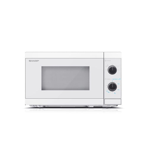 Prostostoječa mikrovalovna pečica Sharp YC-MS01E-C, 20 l, 800 W, odtajanje, mehanski upravljalniki, bela