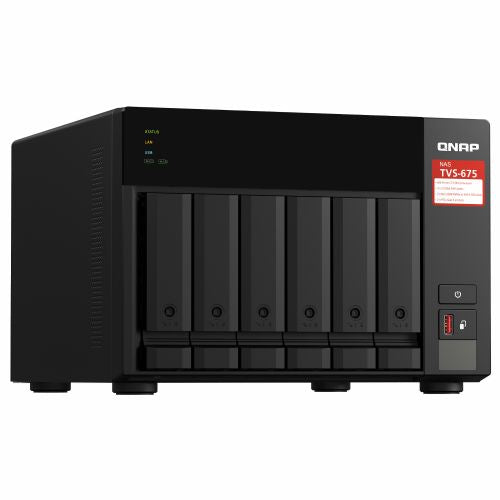 NAS sistem Qnap TVS-675-8G 6 rež, 8-jedrni 2,5 GHz procesor, 8 GB DDR4, 2x 2,5 GbE LAN, PCIe razširitev, M.2/SATA SSD podpora