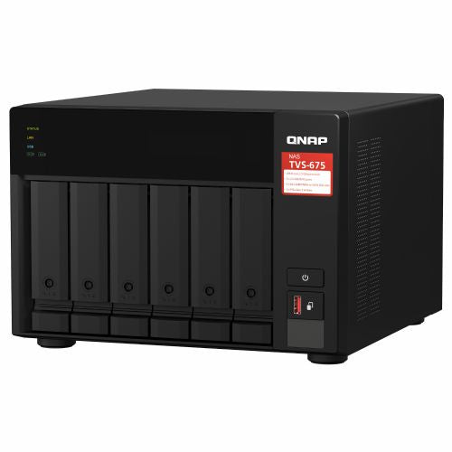 NAS sistem Qnap TVS-675-8G 6 rež, 8-jedrni 2,5 GHz procesor, 8 GB DDR4, 2x 2,5 GbE LAN, PCIe razširitev, M.2/SATA SSD podpora