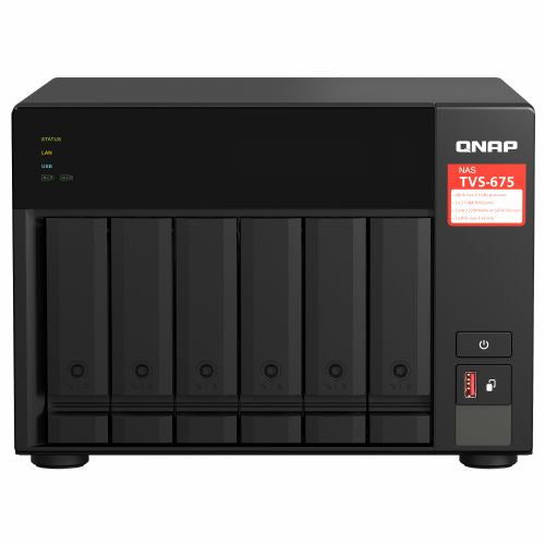 NAS sistem Qnap TVS-675-8G 6 rež, 8-jedrni 2,5 GHz procesor, 8 GB DDR4, 2x 2,5 GbE LAN, PCIe razširitev, M.2/SATA SSD podpora