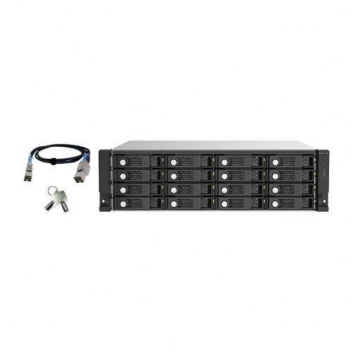 Razširitveno ohišje QNAP TL-R1620SEP-RP s 16 režami za 3U rackmount SAS 12 Gbps JBOD z razširitvenim modulom SAS 12 Gbps in diski SAS/SATA 6 Gbps