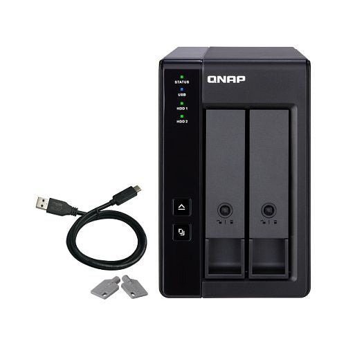 NAS sistem Qnap TR-002 2-režni USB-C, RAID 0/1/JBOD, hot-swap, podpora za Windows/Mac/Linux, črna