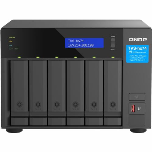 NAS sistem Qnap TVS-H674-I5-32G Intel Core i5-12400 6-jedrni, 32 GB DDR4, 6 rež za diske, M.2 PCIe Gen4, QuTS hero ZFS
