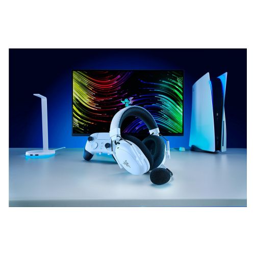 Slušalke Razer BlackShark V3 Pro brezžične, THX Spatial Audio, odpravljanje šuma, bela barva, za PlayStation