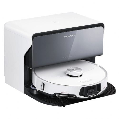 Robotski sesalnik Roborock S8 MaxV Ultra z vodnim priključkom, 10.000 Pa, LiDAR navigacija, mokro brisanje, samopraznilna postaja, bela