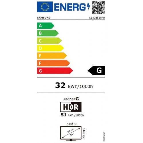 Monitor Samsung LS34C652VAUXEN 34p, 86,36 cm (34"), 3440 x 1440 (UWQHD), 350 cd/m2, VA, 100 Hz, 5 ms, HDMI, USB-C (90 W)