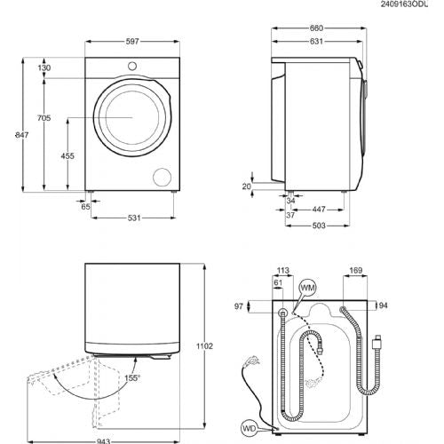 Pralni stroj Electrolux EW7F5412ACE + grelnik ECH/AT-2000 3AI-W EEC, AutoDose, SteamRefresh, QuickCare 59 min, 8 kg, 1400 obr/min