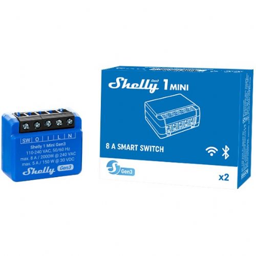 Ugradbeni kanal Shelly relePlus 1 Mini Gen. 3" WLAN BT max. 8A 1