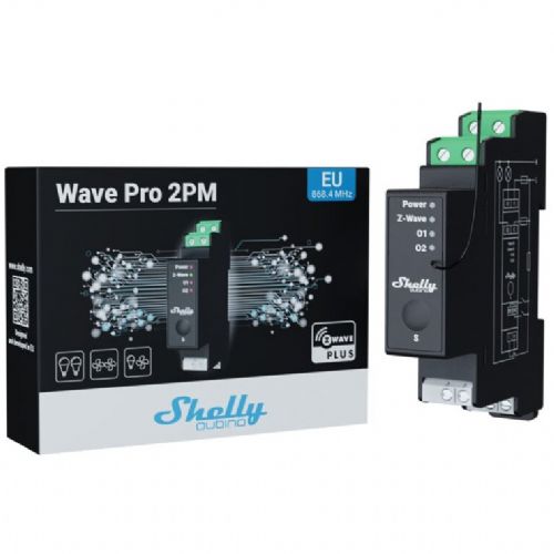 Relej Shelly Relais "Wave Pro 2PM" max 25A Z-Wave DIN tračnica