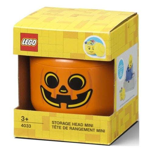 Škatla za shranjevanje Lego Head "Buča", mini, oranžna/črna