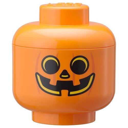 Škatla za shranjevanje Lego Head "Buča", mini, oranžna/črna