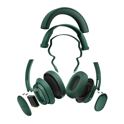 Slušalke Fairphone Fairbuds XL (2025) v gozdno zeleni barvi (temno zelene, Bluetooth, USB-C)