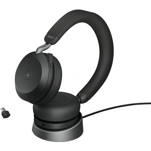 Slušalke Jabra Evolve2 75, USB-C, Bluetooth, Link380c, UC, polnilna postaja, črna