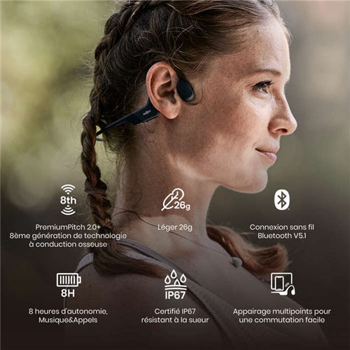Slušalke Shokz OpenRun, Bluetooth, polnjenje prek USB-C, IP67, črna