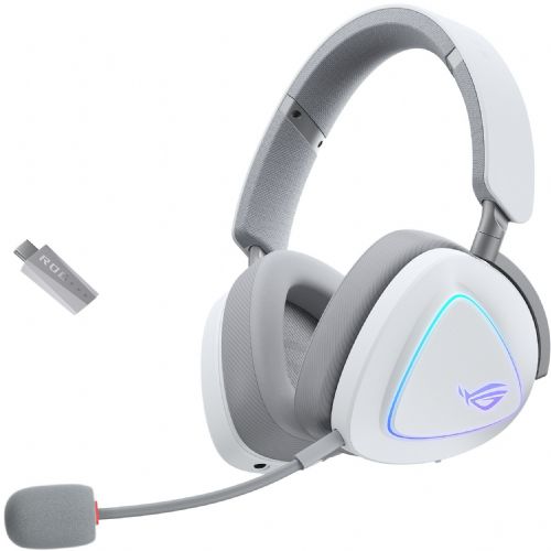 Slušalke Asus ROG Delta II bele, brezžične, Bluetooth, 50 mm gonilniki, 7.1 virtualni zvok, odstranljiv mikrofon