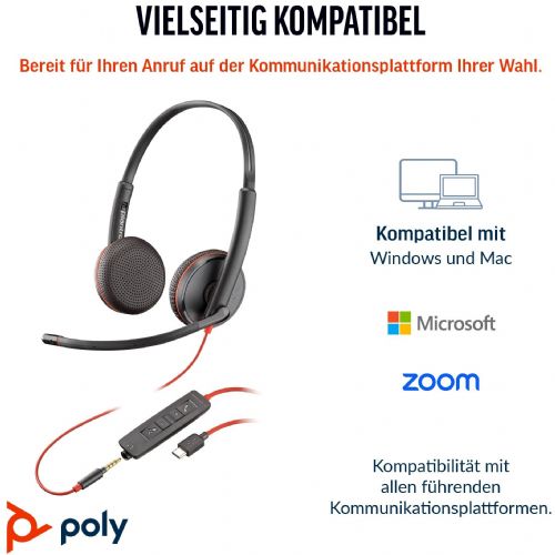 Slušalke HP Poly Blackwire 3225, USB-C, Stereo, črna
