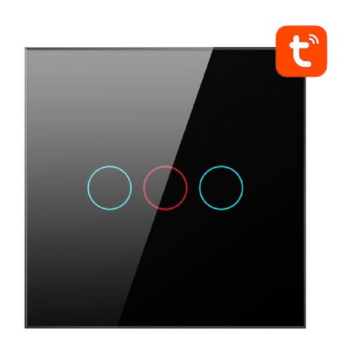 Pametno stikalo za luč WiFi Avatto TS02-EU-B3 3 Way TUYA (črno)