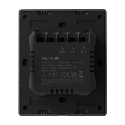 Pametni WiFi zidni prekidač SONOFF M5-1C-80 (1-kanalni, za okvir, grafit)
