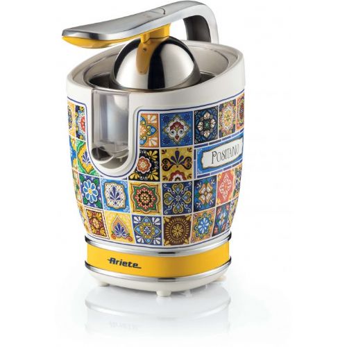 Sokovnik Ariete Positano večbarvna 85 W, 0,6 L posoda, pritiskalna ročica, zaščita pred kapljanjem, 2 pritisna stožca