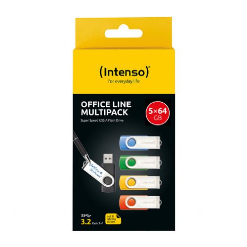USB ključek STICK Intenso Office Line 256 GB, 3.2, večpakiranje x 5, polnilo